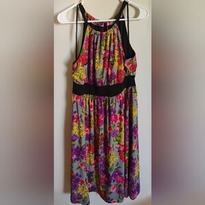 Apt. 9 Floral‎ Halter Dress M - Pink Yellow Purple - Excellent Condition!